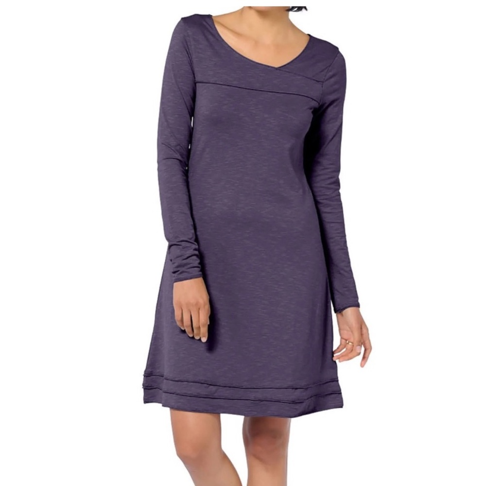 HORNY TOAD OOLONG PURPLE LONG SLEEVE ROUND NECK PULLOVER DRESS S